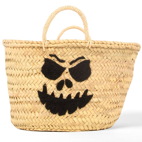 Boo ! Personalized Halloween Trick or Treat Bag - Pumpkin Small Straw Basket Personalized Halloween Bucket and Candy Tote for Kids Gift - Oval Straw Bag Personalized Monogram Halloween Basket Gifts for Kids